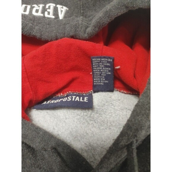 Aeropostale Men's Hoodie Long Sleeve Sweatshirt Gray Size L College Vintage - Picture 5 of 10